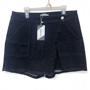 Black Denim Boho Festival Women's Skort- Etosell Sz Large NWT